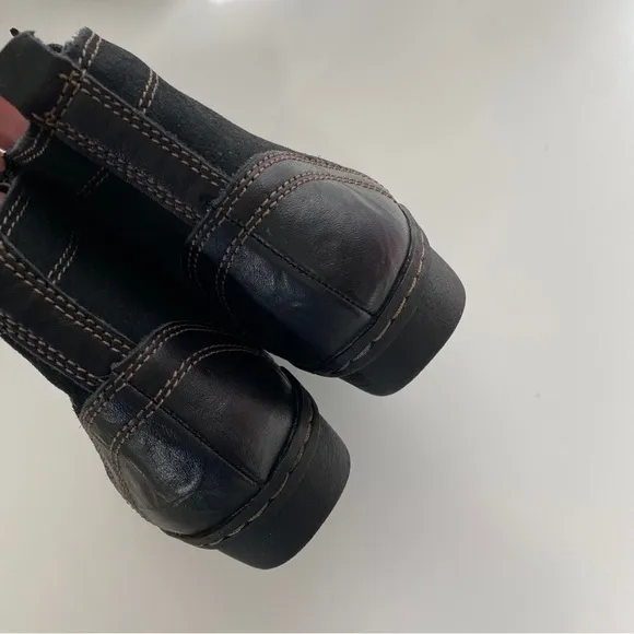 Clarks Womens‎ 6.5 Side Zip Leather Suede Ankle Boots Booties Gray Black