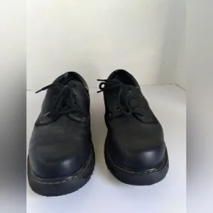 Classic Black Leather Oxford Shoes with Chunky Sole Platform Lace-Up‎ Derby