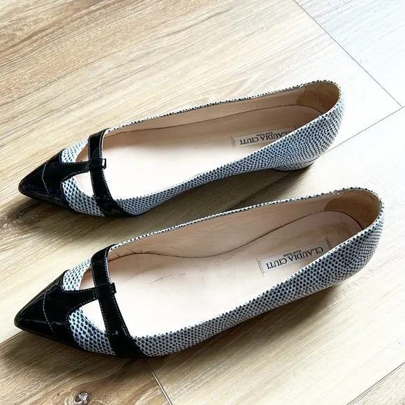 Claudia Ciuti size 9.5 M Pointed Toe Flats, Blue Snakeskin Look
