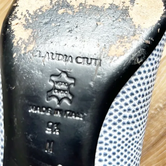 Claudia Ciuti size 9.5 M Pointed Toe Flats, Blue Snakeskin Look