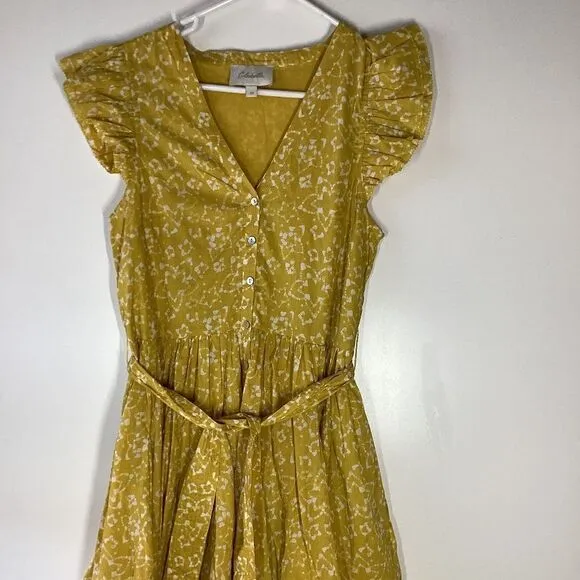 Cleobella Zia Mini Yellos Dress detachable waist belt and flounced hem