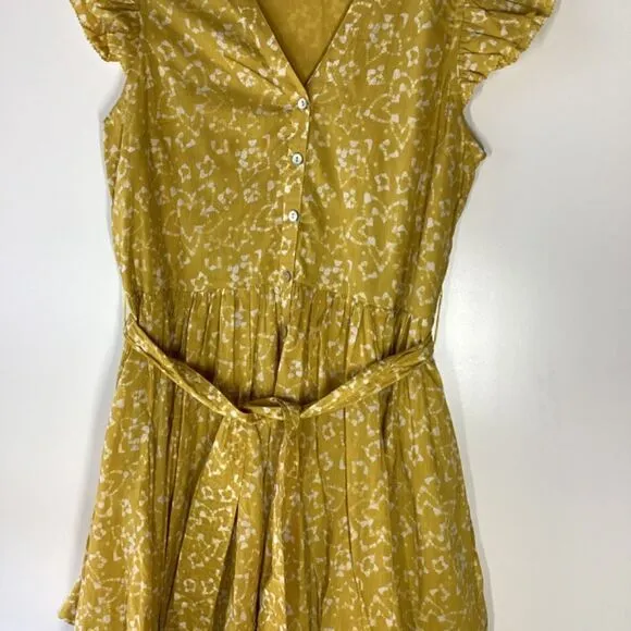 Cleobella Zia Mini Yellos Dress detachable waist belt and flounced hem