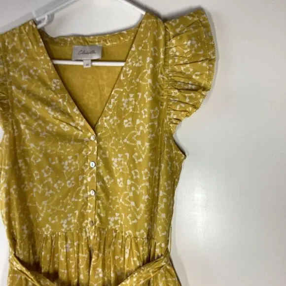 Cleobella Zia Mini Yellos Dress detachable waist belt and flounced hem