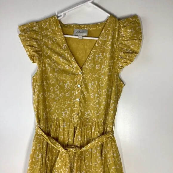 Cleobella Zia Mini Yellos Dress detachable waist belt and flounced hem