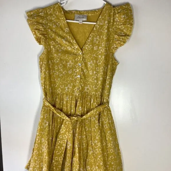 Cleobella Zia Mini Yellos Dress detachable waist belt and flounced hem