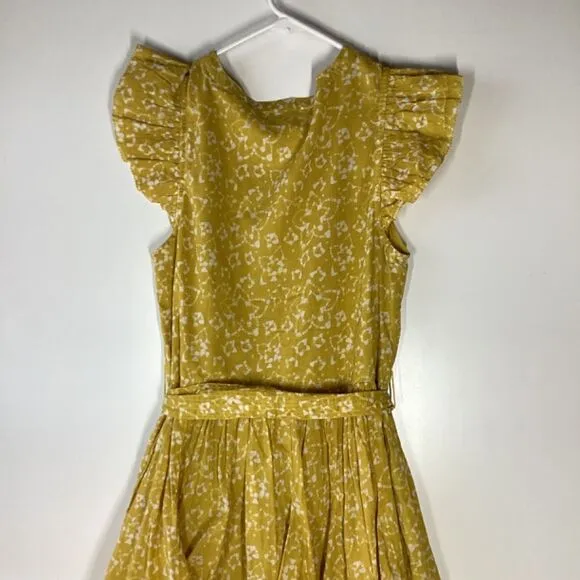 Cleobella Zia Mini Yellos Dress detachable waist belt and flounced hem