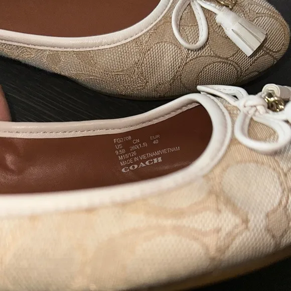 Coach Beige Ballet Flats with Bow