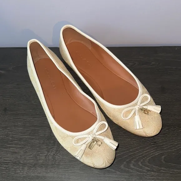 Coach Beige Ballet Flats with Bow
