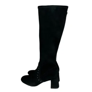 COACH Black Suede Leather Pull-on Studded Boots BRITNEY