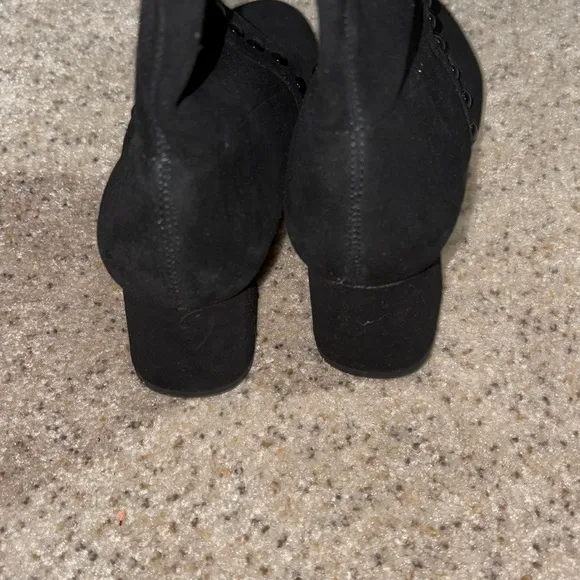 COACH Black Suede Leather Pull-on Studded Boots BRITNEY