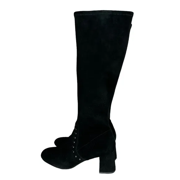 COACH Black Suede Leather Pull-on Studded Boots BRITNEY