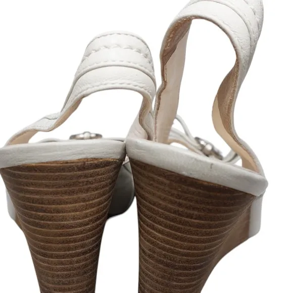 Coach Ciara Leather Peep Toe Slingback Wedges, Size 8