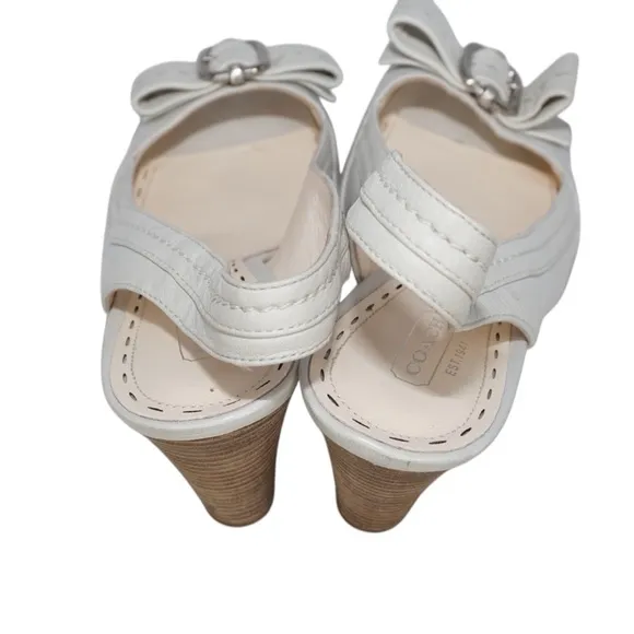 Coach Ciara Leather Peep Toe Slingback Wedges, Size 8