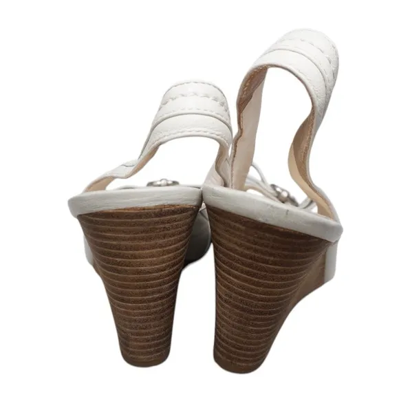 Coach Ciara Leather Peep Toe Slingback Wedges, Size 8