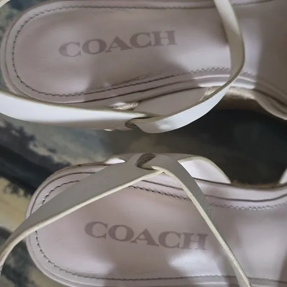 Coach Cream Wedge Espadriles with Adjustable Slingback, 8.5
