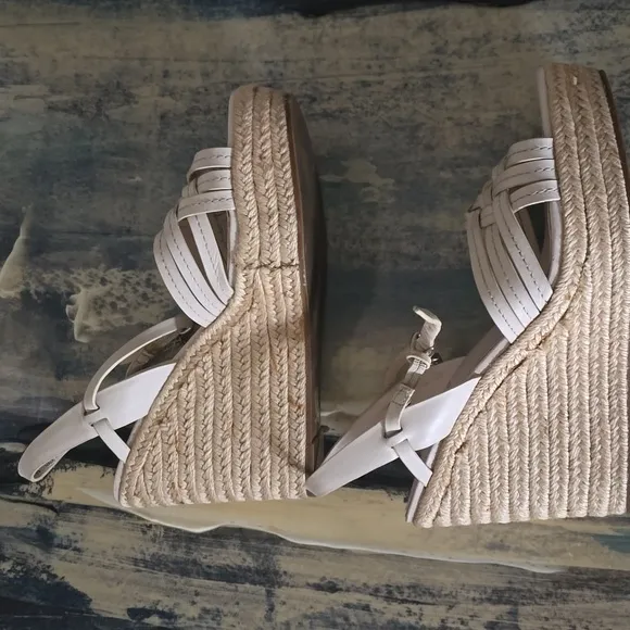 Coach Cream Wedge Espadriles with Adjustable Slingback, 8.5
