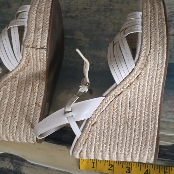 Coach Cream Wedge Espadriles with Adjustable Slingback, 8.5
