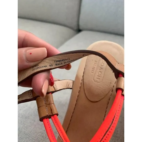 COACH Georgian Neon Cork Wedges Sz 9