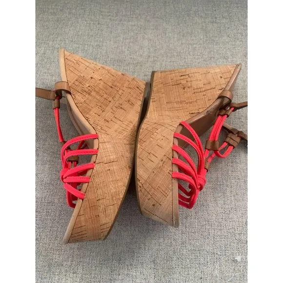 COACH Georgian Neon Cork Wedges Sz 9