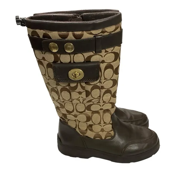 Coach Kayla Signature Print Canvas Boots