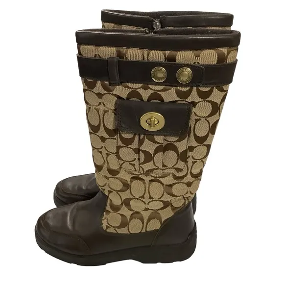Coach Kayla Signature Print Canvas Boots