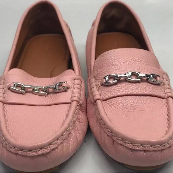 Coach Light Pink Pebbled Leather Crosby Driver Loafers Size 8D