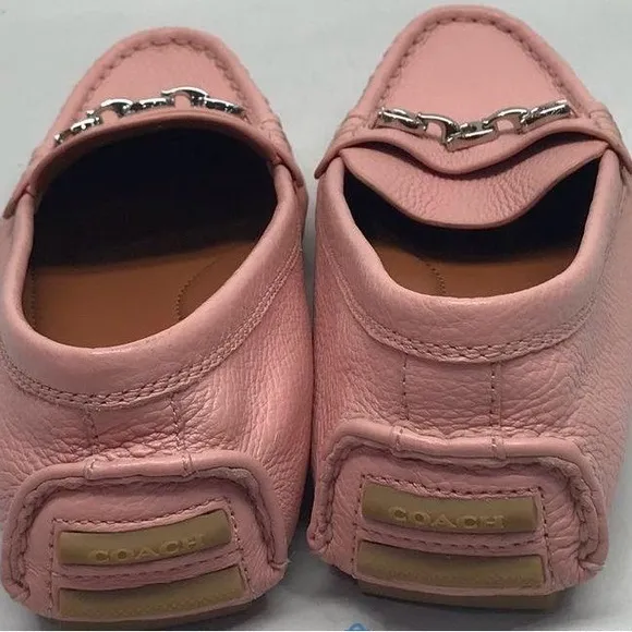 Coach Light Pink Pebbled Leather Crosby Driver Loafers Size 8D