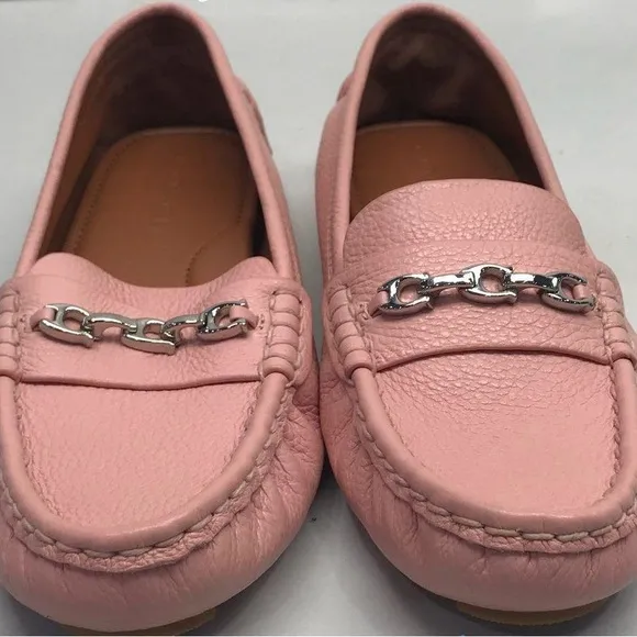 Coach Light Pink Pebbled Leather Crosby Driver Loafers Size 8D