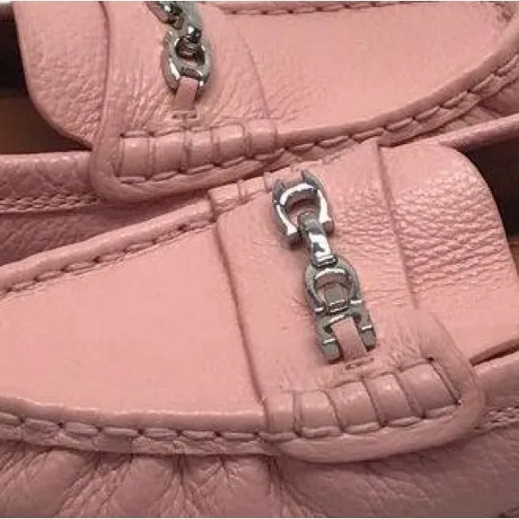 Coach Light Pink Pebbled Leather Crosby Driver Loafers Size 8D