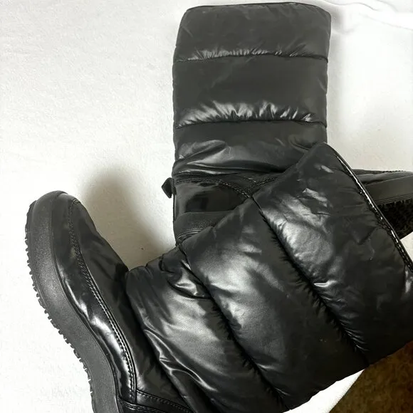 Coach Polina Size 8.5 B Women's Black Nylon Side Entry Button Puffy‎ Boots