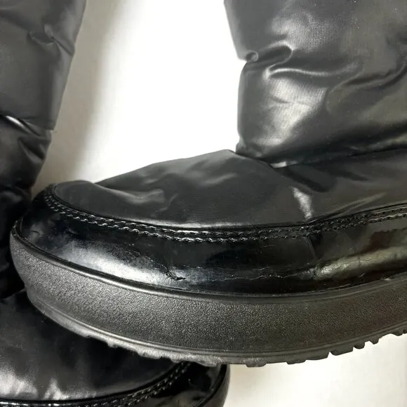 Coach Polina Size 8.5 B Women's Black Nylon Side Entry Button Puffy‎ Boots
