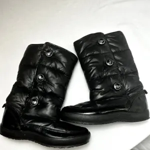 Coach Polina Size 8.5 B Women's Black Nylon Side Entry Button Puffy‎ Boots