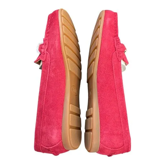 Coach Shoes Olive Loafers Womens Size 5 True Red Suede Leather Slip On 02131 NIB