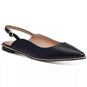 Coach Slingback Flats Vae Studded Shoes Black Gold Hardware New in Box Size 5