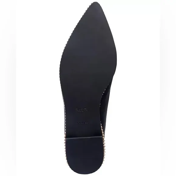 Coach Slingback Flats Vae Studded Shoes Black Gold Hardware New in Box Size 5