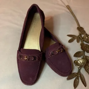 Coach Suede Loafers Driving Shoes Purple Size 8.5
