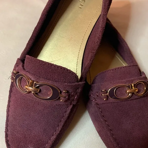 Coach Suede Loafers Driving Shoes Purple Size 8.5