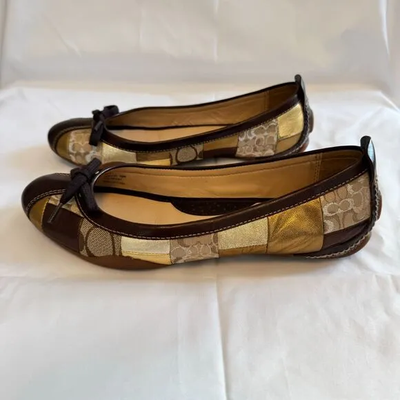 Coach Women's 'Jenilee' Mosaic Color Block Metallic Ballet Falts Size 8.5