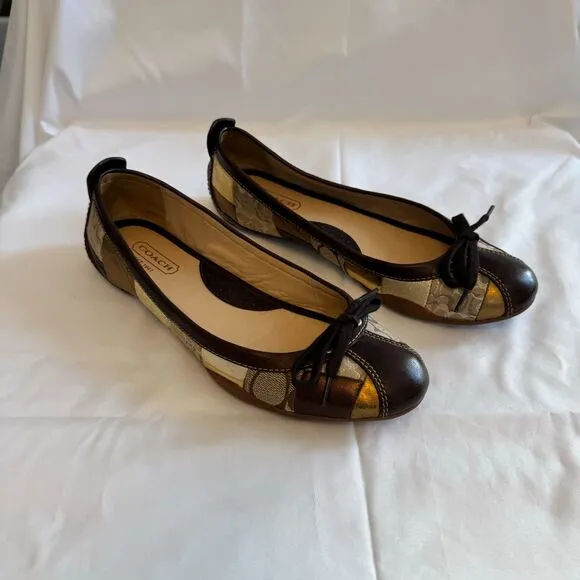 Coach Women's 'Jenilee' Mosaic Color Block Metallic Ballet Falts Size 8.5