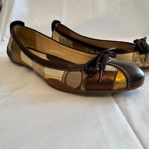 Coach Women's 'Jenilee' Mosaic Color Block Metallic Ballet Falts Size 8.5