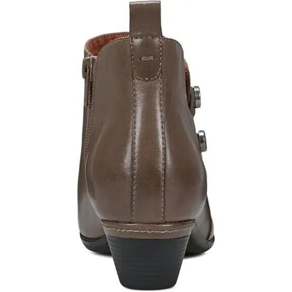 Cobb Hill Larsa Bootie Women's 8.5 Gray Leather Cuban Heel Ankle Boots ZPO941