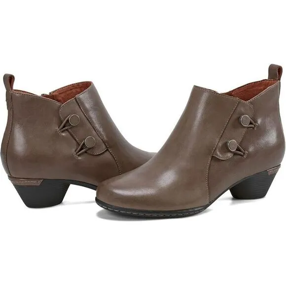 Cobb Hill Larsa Bootie Women's 8.5 Gray Leather Cuban Heel Ankle Boots ZPO941