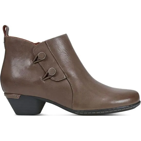 Cobb Hill Larsa Bootie Women's 8.5 Gray Leather Cuban Heel Ankle Boots ZPO941