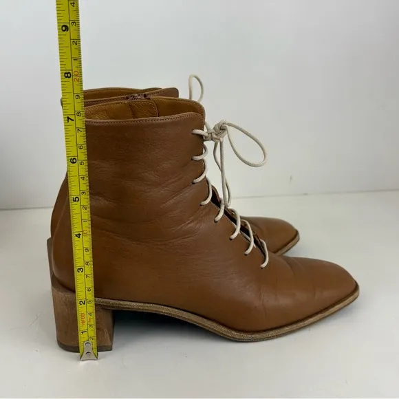 COCLICO Jewel Savanna Caramello Leather Lace Up Zip Ankle Boots Womens Size 36.5