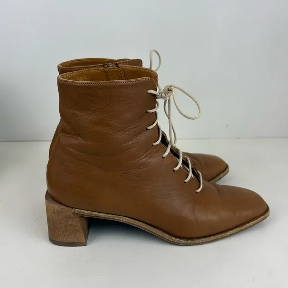 COCLICO Jewel Savanna Caramello Leather Lace Up Zip Ankle Boots Womens Size 36.5