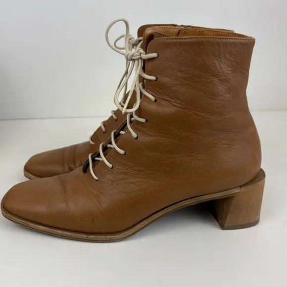 COCLICO Jewel Savanna Caramello Leather Lace Up Zip Ankle Boots Womens Size 36.5