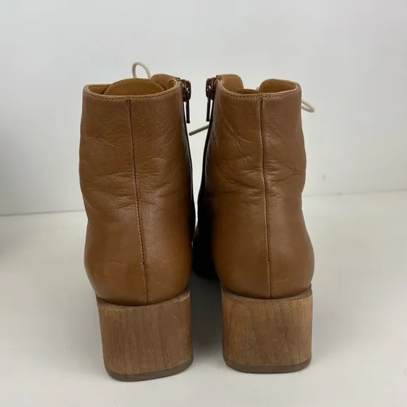 COCLICO Jewel Savanna Caramello Leather Lace Up Zip Ankle Boots Womens Size 36.5