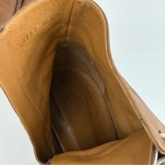 COCLICO Jewel Savanna Caramello Leather Lace Up Zip Ankle Boots Womens Size 36.5