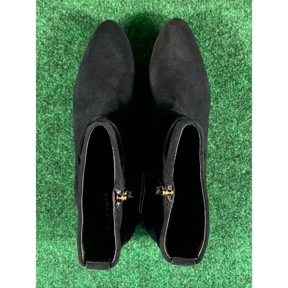 Cole Haan Black Suede‎ Side Zip Ankle Boots Booties Women's Size 9.5 B