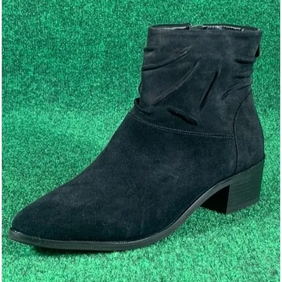 Cole Haan Black Suede‎ Side Zip Ankle Boots Booties Women's Size 9.5 B